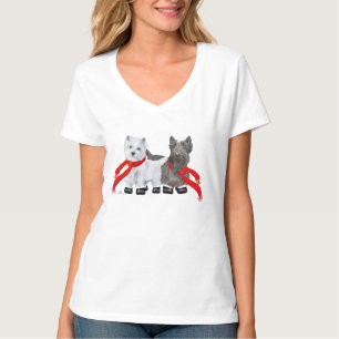 Winter Westie und Scottie T-Shirt