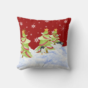 Winter Whimsey Pinguin Polar Bären Babys im Schnee Kissen