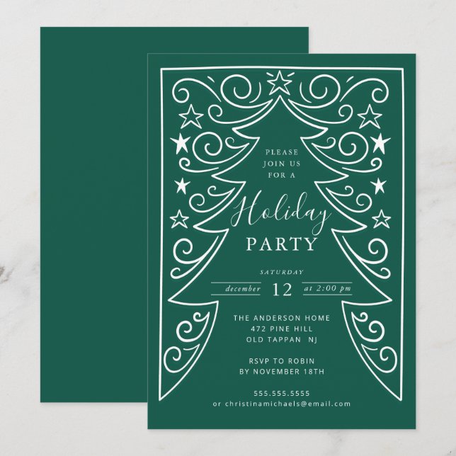 Winter Whimsy Holiday Party Einladung (Vorne/Hinten)