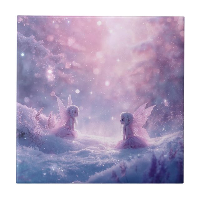 Winter Whispers and Fairy Light Fliese (Vorderseite)