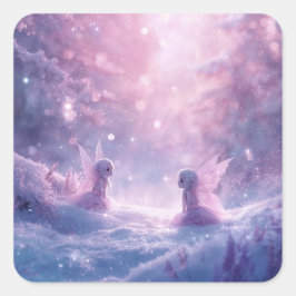 Winter Whispers and Fairy Light Quadratischer Aufkleber