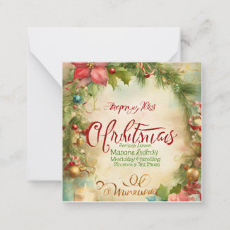 "Winter Whispers: Festliche Grüße Weihnachten flac Mitteilungskarte