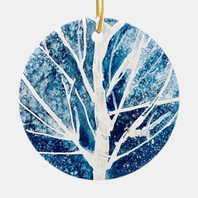 Winter white birch tree Christmas Keramik Ornament (Vorne)