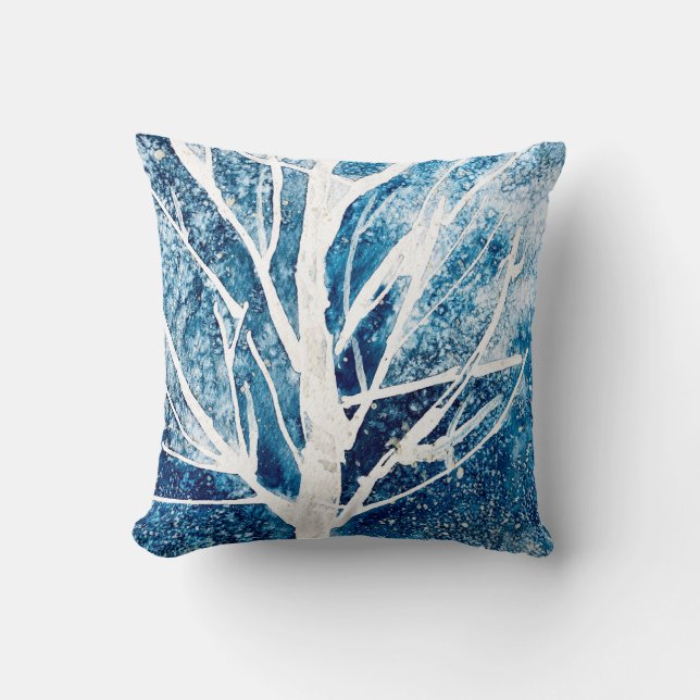 Winter white birch tree Christmas Kissen (Vorderseite)