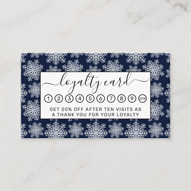 Winter White Blue Snowflakes Wunderland Muster Treuekarte (Vorderseite)