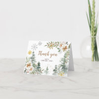 Winter White Floral Baby Dusche Danke Karte