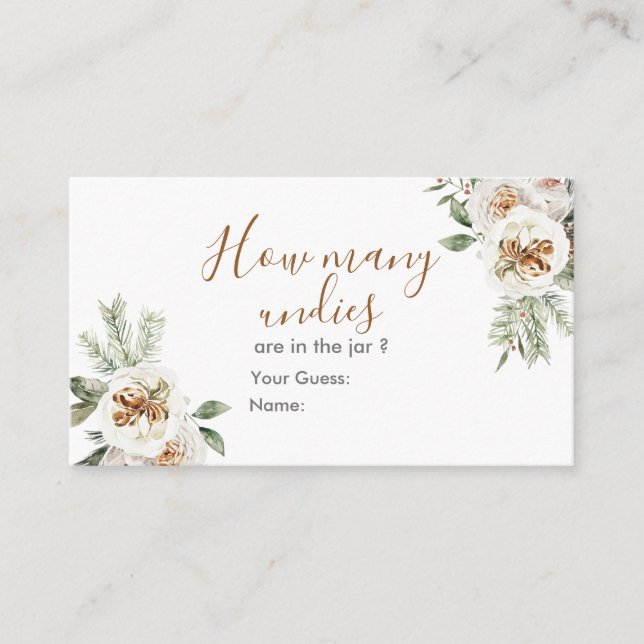 Winter White Floral Brautparty wie viele Unikate Begleitkarte (Vorderseite)