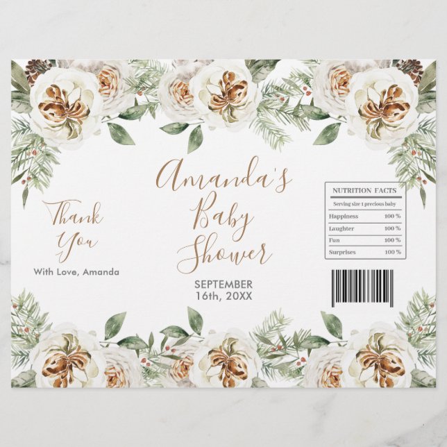 Winter White Floral Christmas Chip Beutel Wrapper Flyer (Vorne)