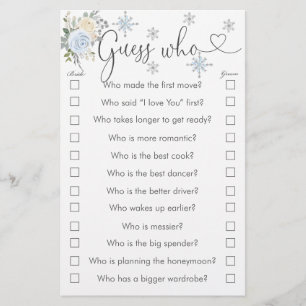 Winter White Floral Snowflake Ratgeber, wer Game