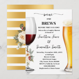 Winter White Floral Wein und Bier Paarschwimmbad Einladung