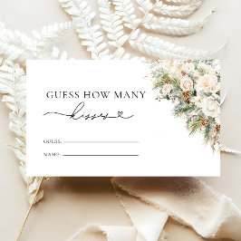 Winter White Floral Wie viele Kisses Bridal Game Begleitkarte