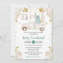Winter White & Gold Truck Floral Baby Dusche