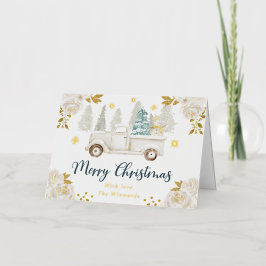 Winter White & Gold Truck Floral Weihnachten