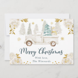 Winter White & Gold Truck Floral Weihnachten