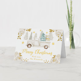 Winter White & Gold Truck Floral Weihnachten