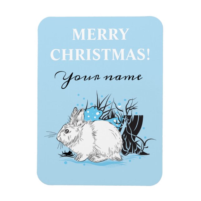 Winter White Hare Magnet (Vertikal)