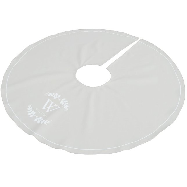 Winter White Laurel Family Monogram Polyester Weihnachtsbaumdecke (Schrägansicht)