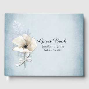 Winter White Poppy Wedding Guest Book Gästebuch