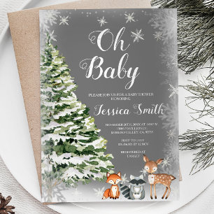 Winter White Snowflakes Weihnachtsdusche Einladung
