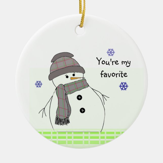 Winter White Snowman Keramik Ornament (Vorne)