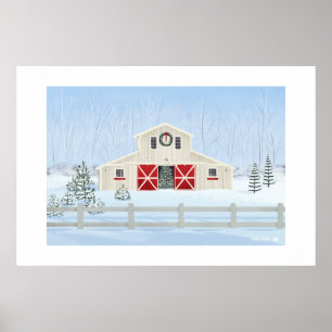 Winter White Snowy Weihnachtsstall Große Print Poster
