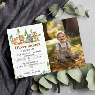 Winter Wild One First Birthday Photo Invitation