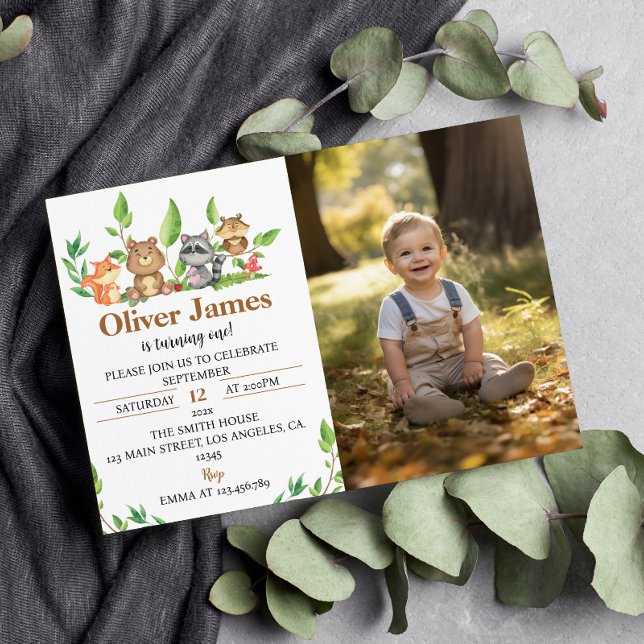 Winter Wild One First Birthday Photo Invitation Einladung (Von Creator hochgeladen)