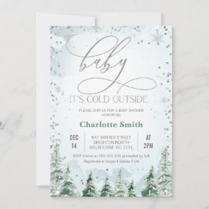Winter Wilderness Baby Boy Baby Dusche Einladung