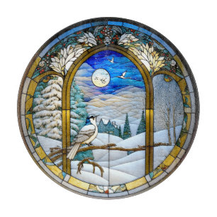Winter Window Cutting Board Schneidebrett