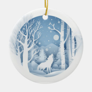 Winter Wolf Keramik Ornament