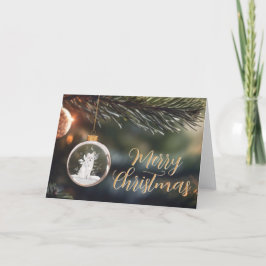 Winter Wolf mit floraler Weihnachtskarte Dankeskarte