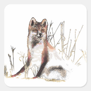 Winter Wolf Quadratischer Aufkleber