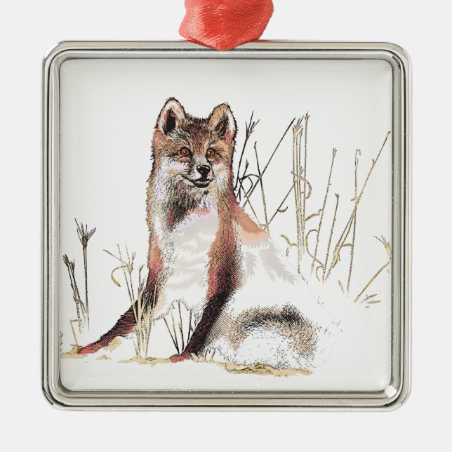 Winter Wolf Silbernes Ornament (Vorne)
