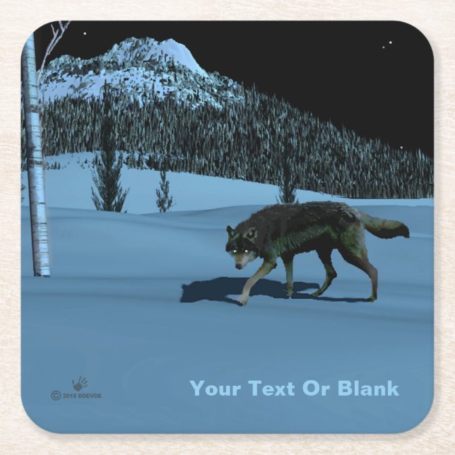 Winter Wolf - Tapetum Lucidum Rechteckiger Pappuntersetzer (Vorderseite)