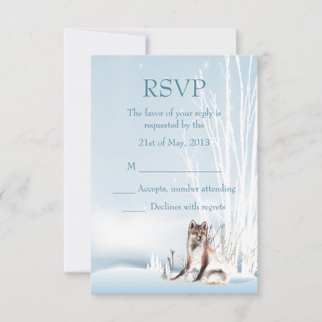 Winter Wolf Wedding RSVP Karte (Vorderseite)