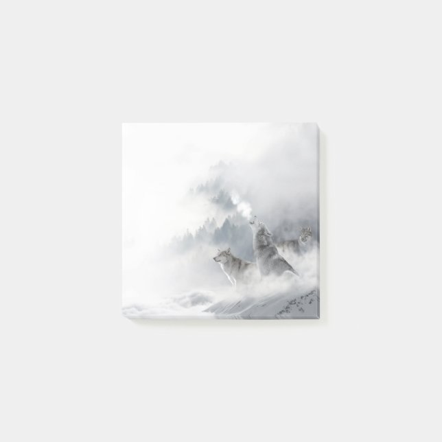 Winter Wolves Howling Post-it Notes Klebezettel (Vorderseite)