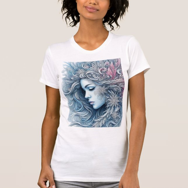 Winter Woman Fashion Illustration T-Shirt (Vorderseite)