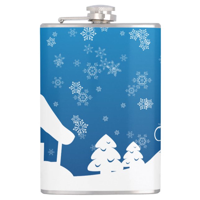 Winter Wonder Land Vinyl Wrapped Flask Flachmann (Vorderseite)