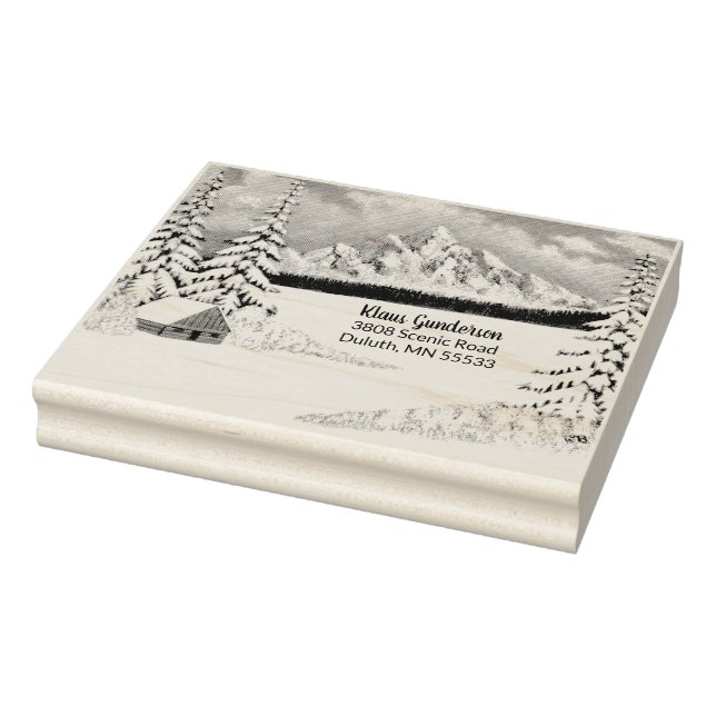 Winter Wonder Large Wood Address Briefmarke Gummistempel (Stempel)
