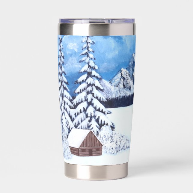 Winter Wonder Szene Thermobecher (Vorderseite)