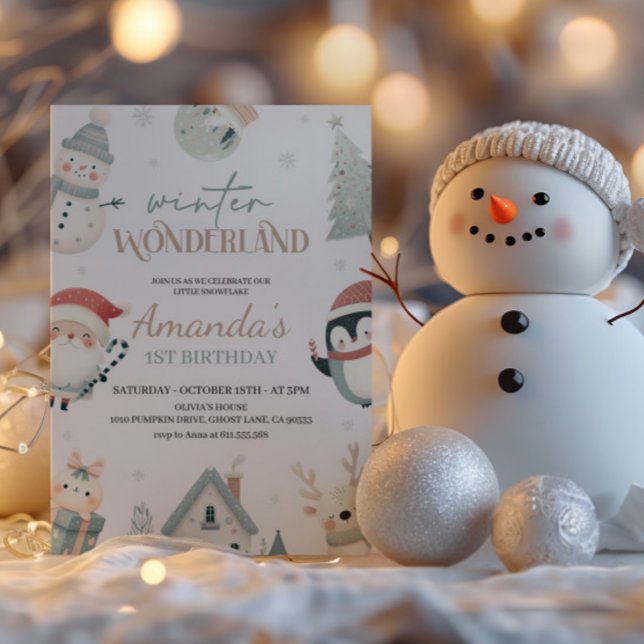 Winter Wonderland 1er Anniversaire Invitation (Créateur téléchargé)