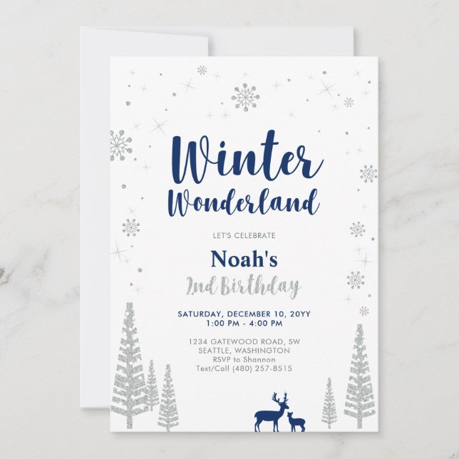 Winter Wonderland 2e Boy Birthday Invitation (Devant)