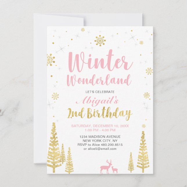 Winter Wonderland 2e Invitation anniversaire - Gir (Devant)