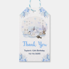 Winter Wonderland Animals Birthday Party Thank You Geschenkanhänger