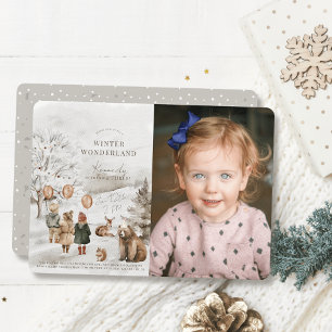 Winter Wonderland Animals Kindergeburtstag Foto Einladung