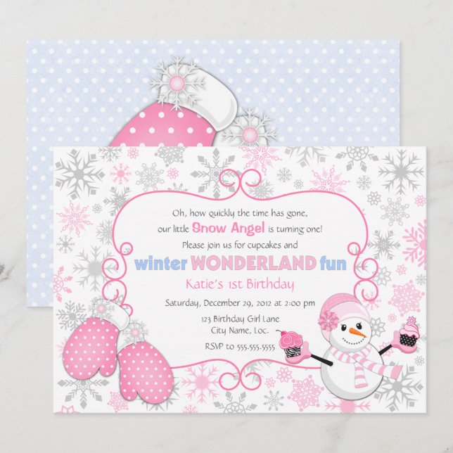 Winter Wonderland Anniversaire Invitation (Devant / Derrière)