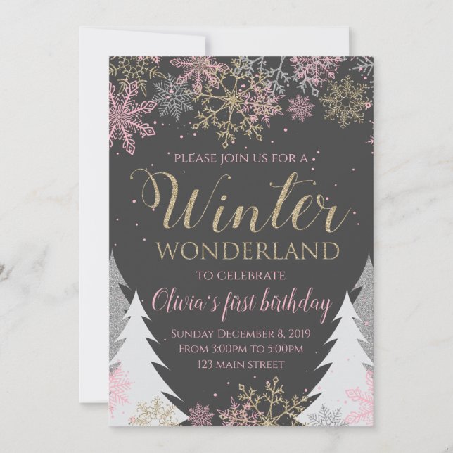 Winter Wonderland Anniversaire Invitation (Devant)