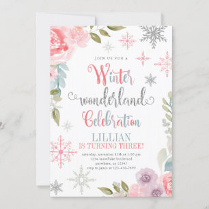 Winter Wonderland Anniversaire Invitation avec fle