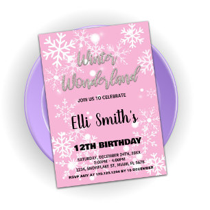 Winter Wonderland Anniversaire Invitations Argent 