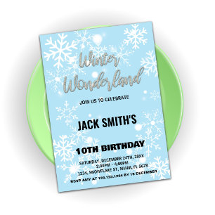 Winter Wonderland Anniversaire Invitations Argent